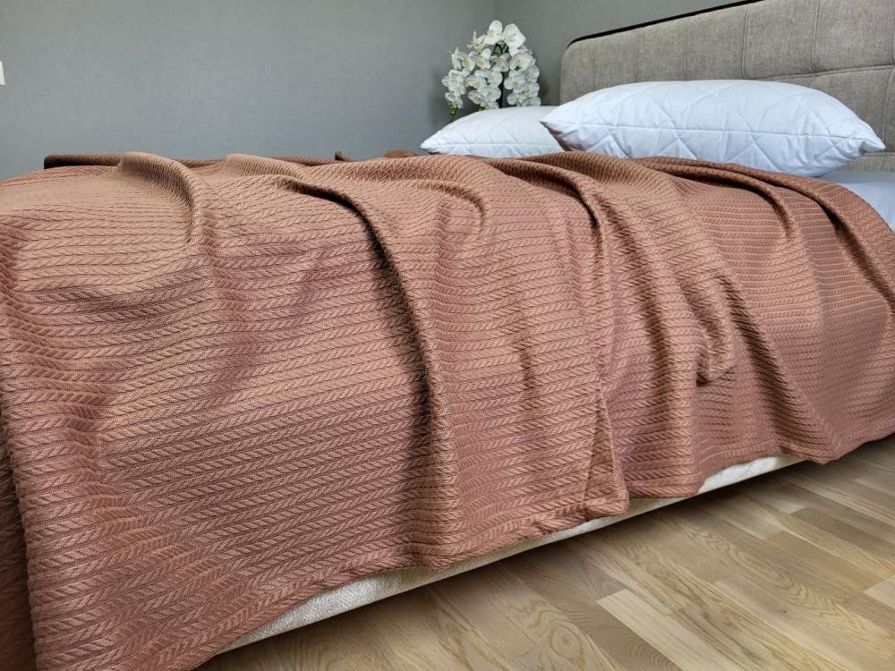 Покрывало Пике Косичка 160x220 см Молочный шоколад (11235) - фото 3