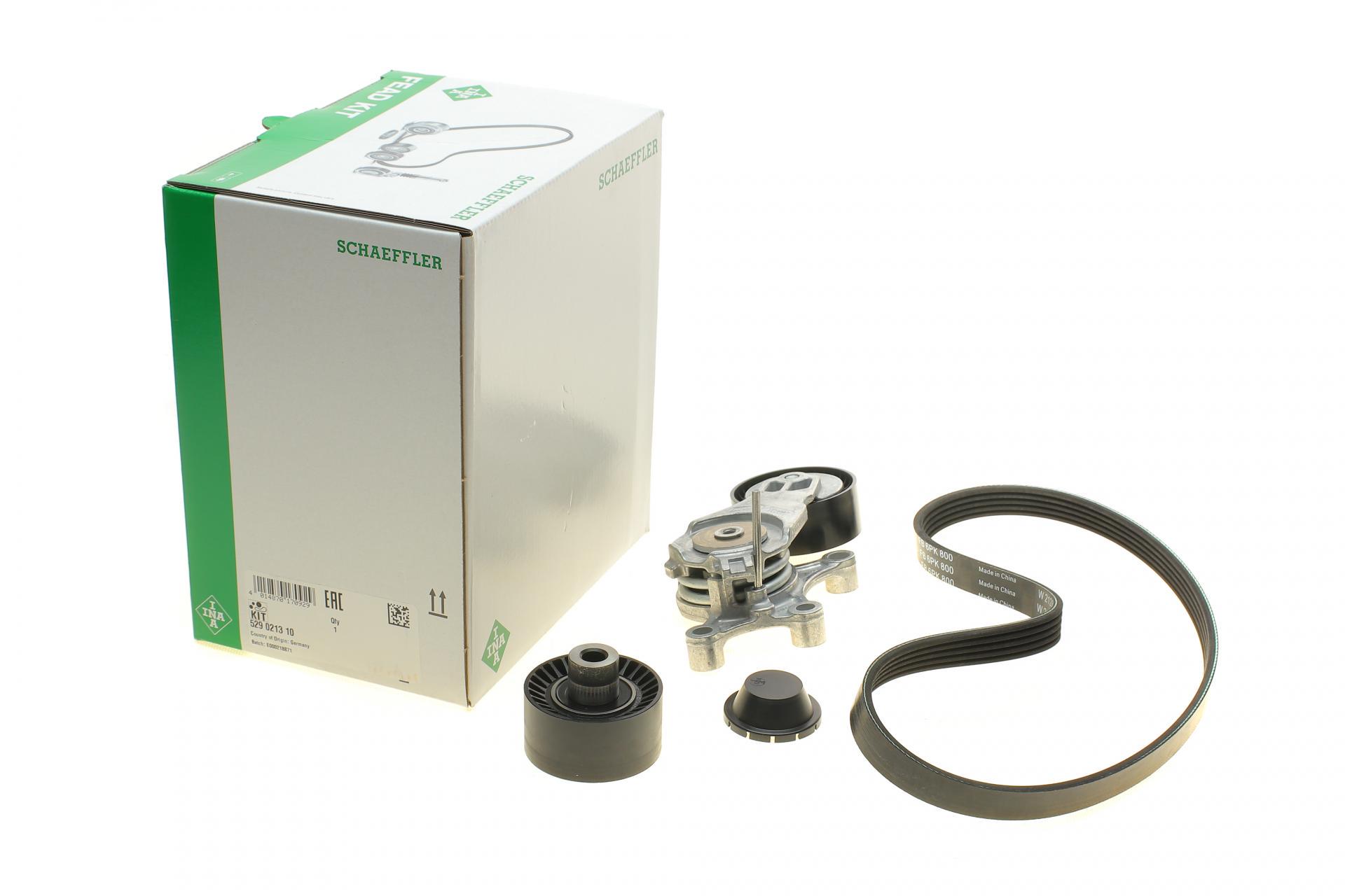 Комплект ремня генератора INA для Citroen C3/C4/Peugeot 206/307 1.4/1.6 HDi 02- 6PK800 (529 0213 10)