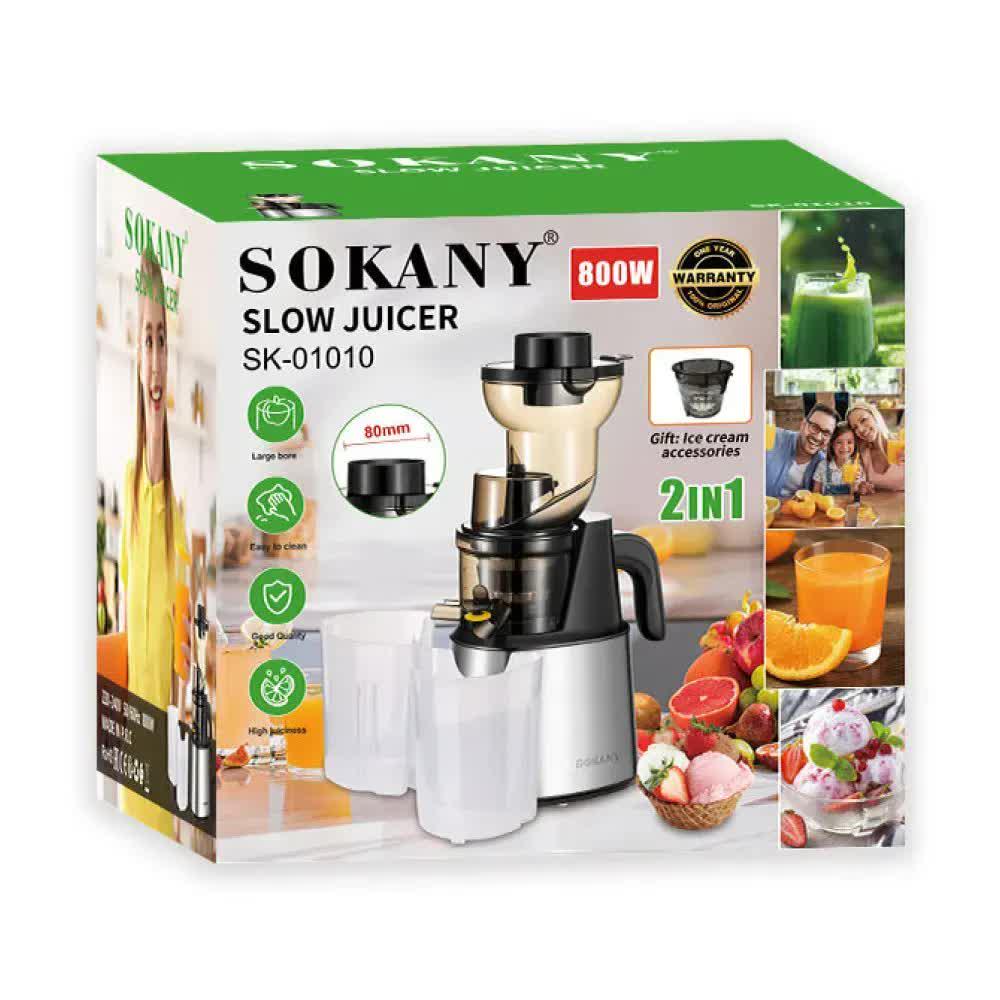 Соковитискач Sokany SK-01010 2в1 з насадками для приготування домашнього морозива 800 Вт (28219979) - фото 7 Соковитискач Sokany SK-01010 2в1 з насадками для приготування домашнього морозива 800 Вт (28219979) - фото 7