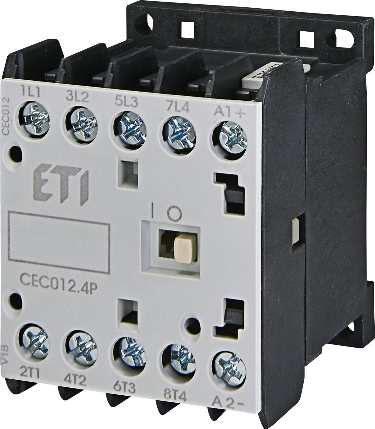 Контактор миниатюрный ETI CEC 12.4P 230V АС 12A 5,5kW AC3 4р 4 н.в. (4641202)