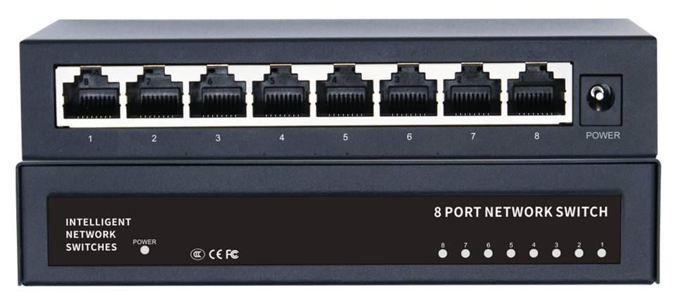 Комутатор Merlion MG1008 8 портів Ethernet 10/100/1000 Мбіт/сек метал DC 5V 2А з блоком живлення (39353)