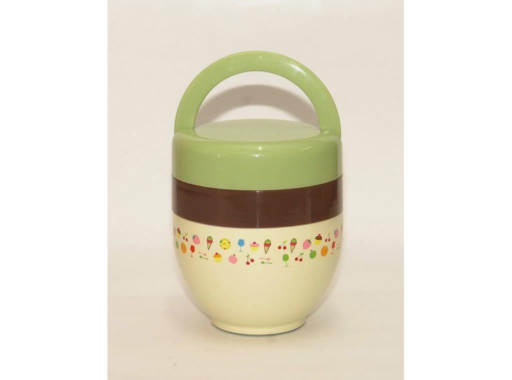 Термос пищевой 540 мл Бежевый/Зеленый (1335)