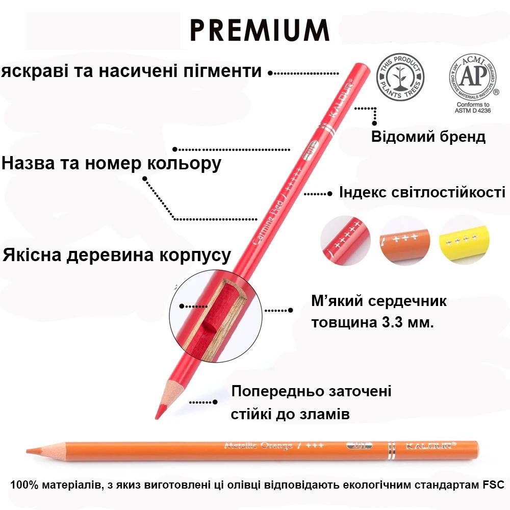 Набор цветных масляных карандашей KALOUR в металлической коробке 50 цветов (YW-PCT050) - фото 3