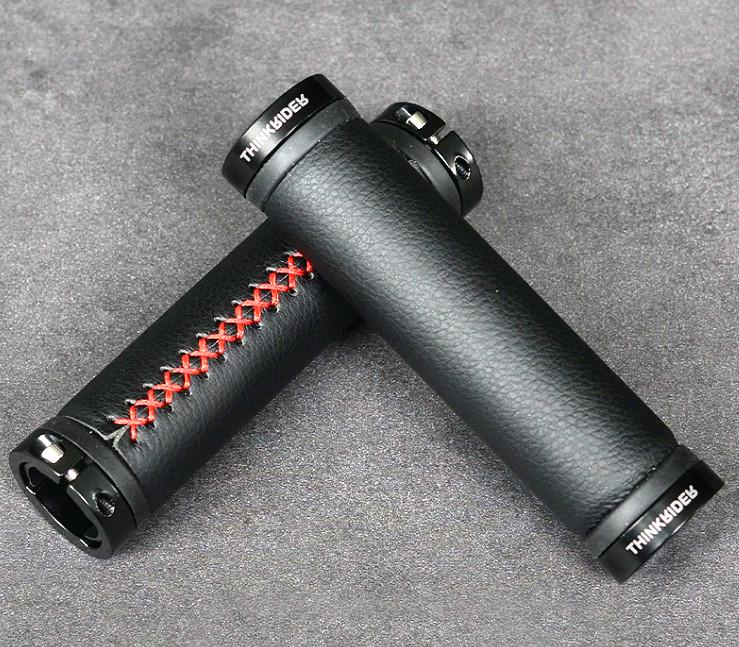 Грипсы велосипедные ретро под кожу Think Rider Retro черные c красной строчкой (2311863418)