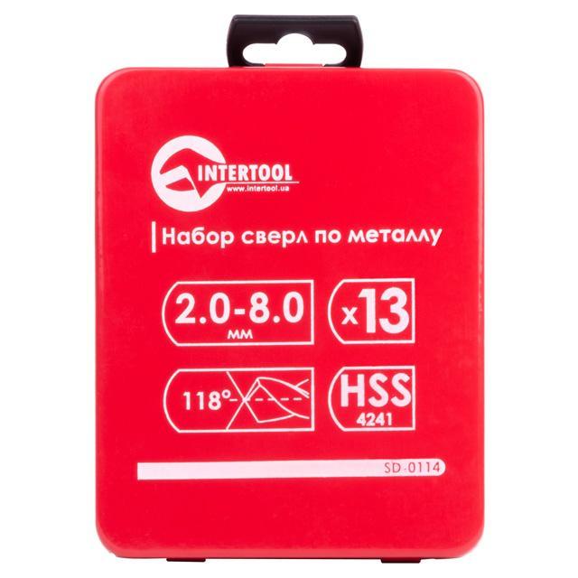 Набор сверл по металлу Intertool SD-0114 HSS 2,0-8,0 13 шт. (12130059)