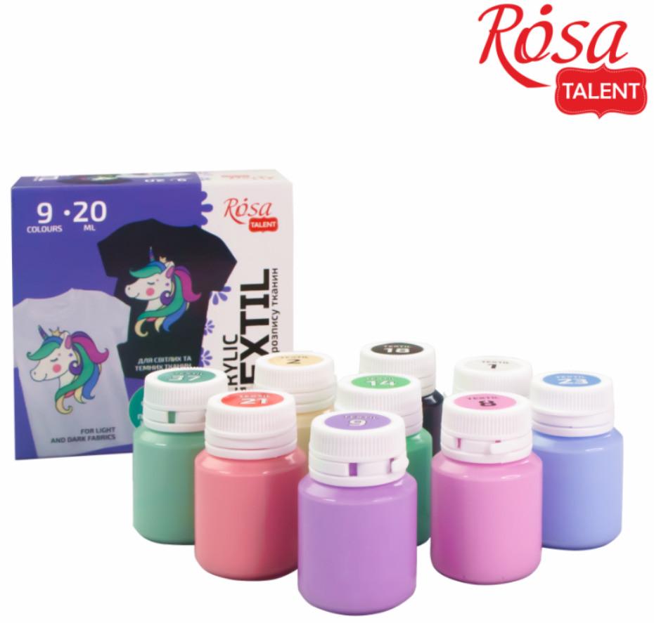 Набор акриловых красок по ткани ROSA UNICORN 9 цветов по 20 мл - фото 2