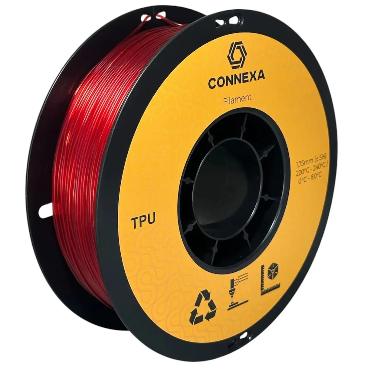 Пластик Connexa TPU 95A 1,75 мм 1 кг Transparent Red (Con_TPU_TransparentRed)