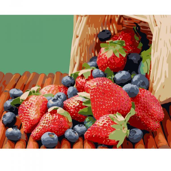 Набор для росписи по номерам Strateg Голубика и клубника 40х50 см (VA-1133-mt)