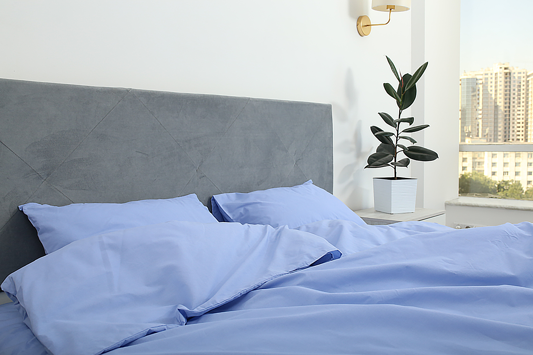 Комплект постельного белья двуспальный Amore Glux-1056 бязь Голубой (KPB-A2-Glux-1056(50x70) - фото 5