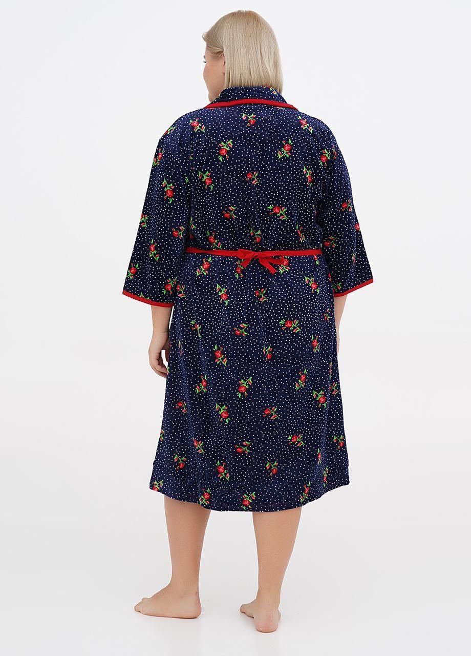 Халат Romeo Life велюр 2XL Темно-синий (1125-07-2XL) - фото 3 Халат Romeo Life велюр 2XL Темно-синий (1125-07-2XL) - фото 3