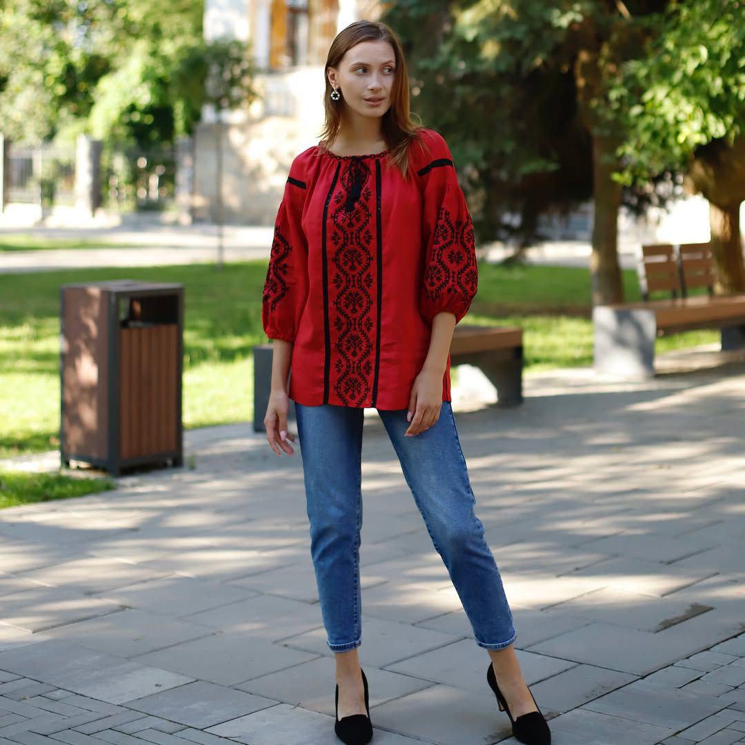 Вышиванка женская р. 50 Красный (693) - фото 2 Вышиванка женская р. 50 Красный (693) - фото 2