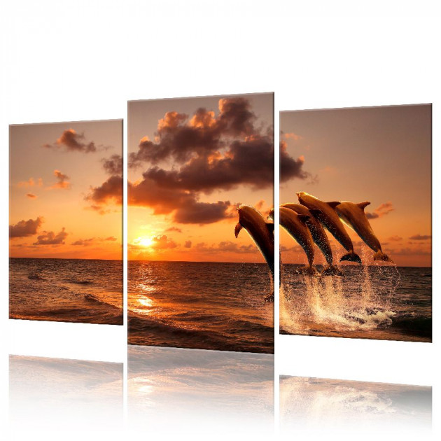 Картина модульная 3 части ArtStar Дельфины 120х180 см ADJ0009