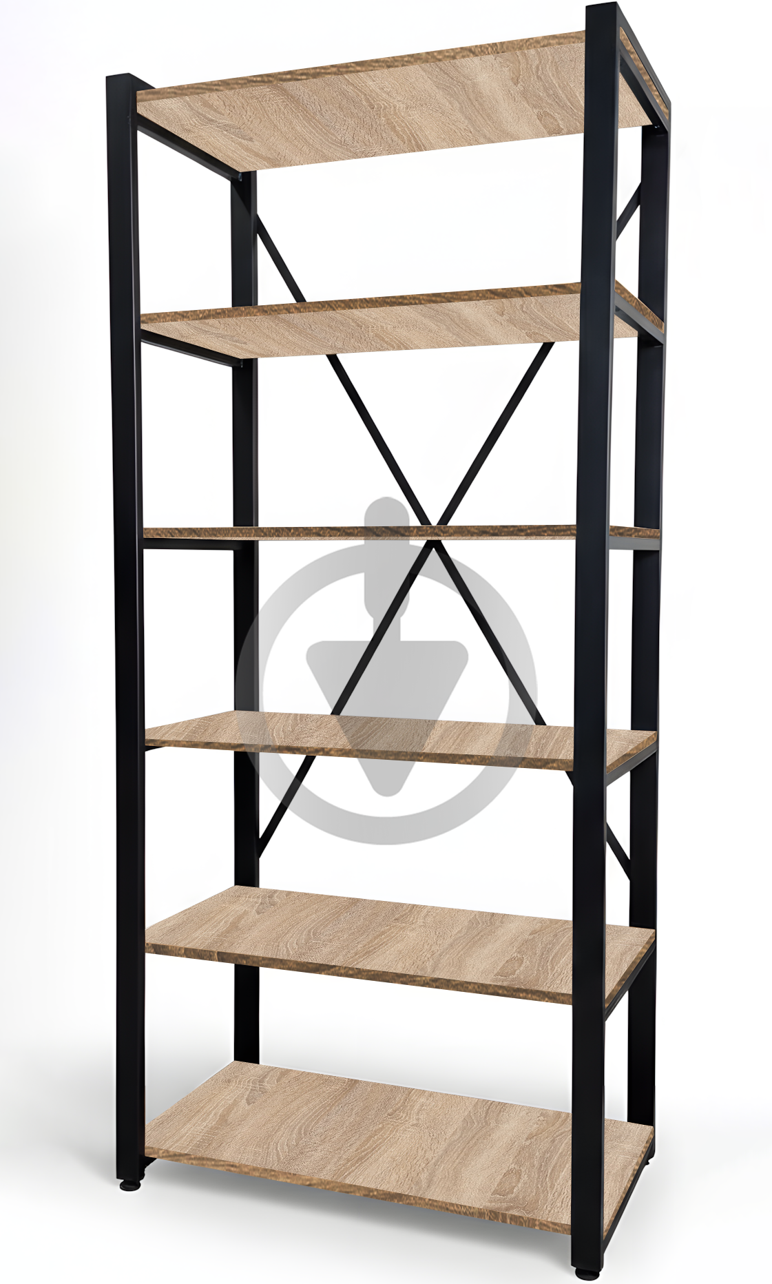 Стеллаж металлический для дома офиса RoMax Bruges 200х90х50 см лофт ДСП Дуб Сонома/Черный