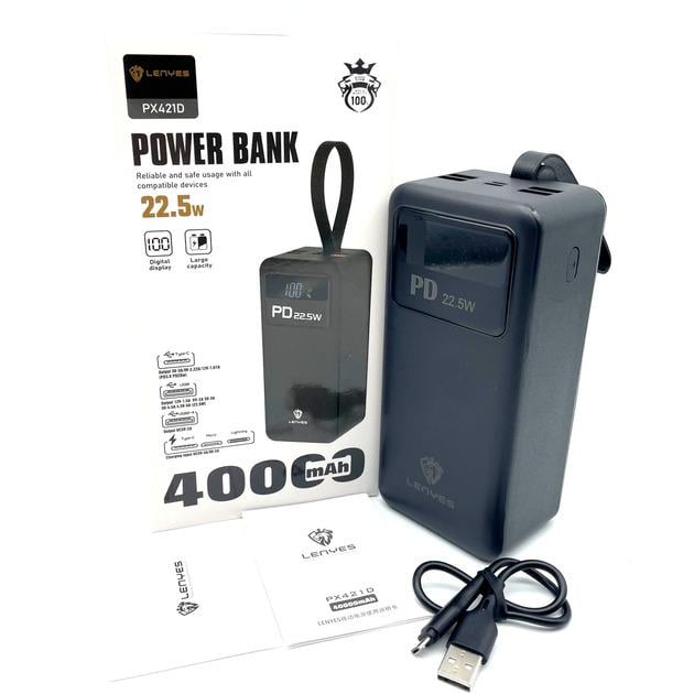 Повербанк LENYES PX421D Power Bank 4 USB с быстрой зарядкой и фонариком 40000 mAh - фото 5