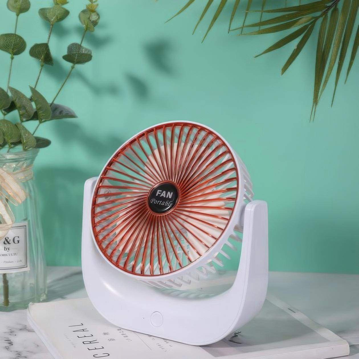 JANTJE＿ONTEMBAARミラー付きPortable fan ᐉ Вентилятор аккумуляторный Fan Portable F138 4,5W Бело-красный