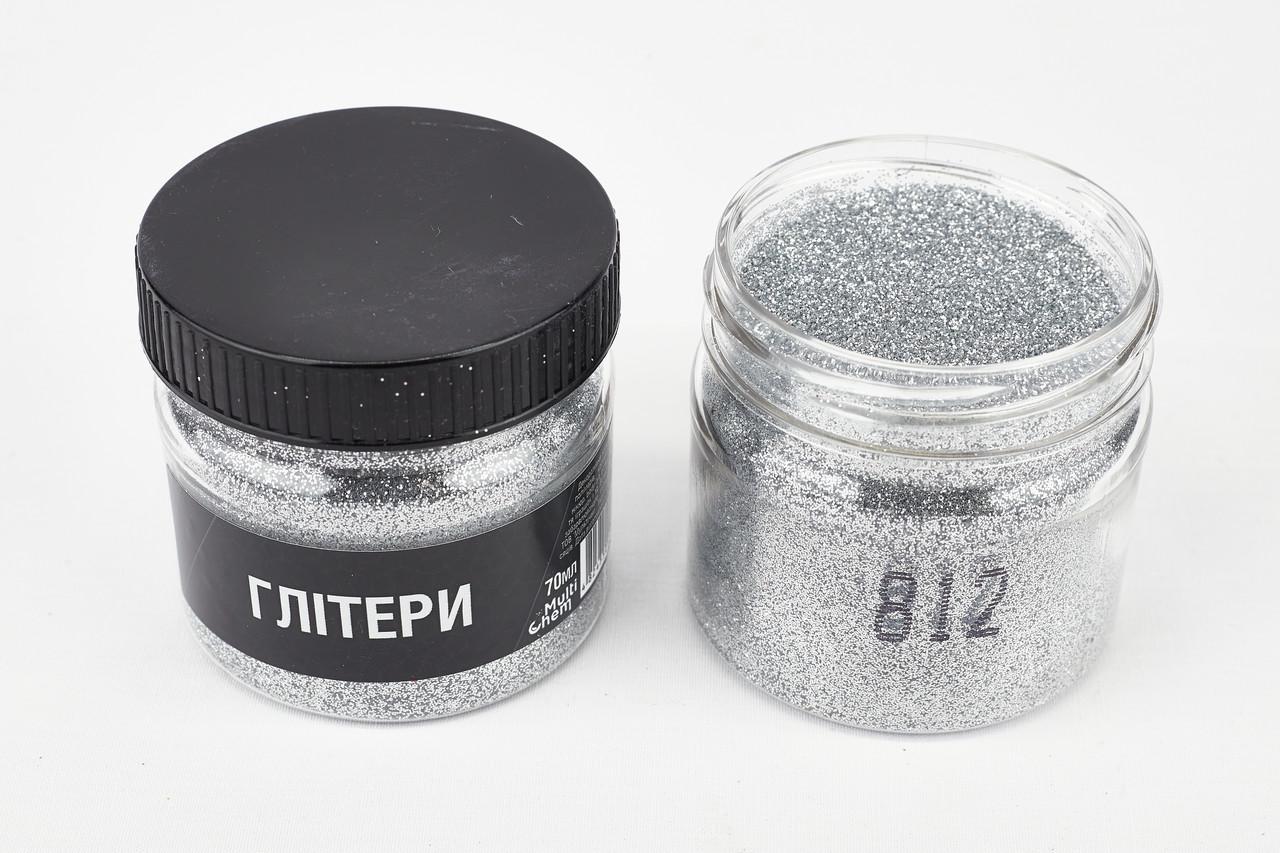 Глітер 812 0,2 мм 1/128 70 мл Сріблястий (078122) - фото 2