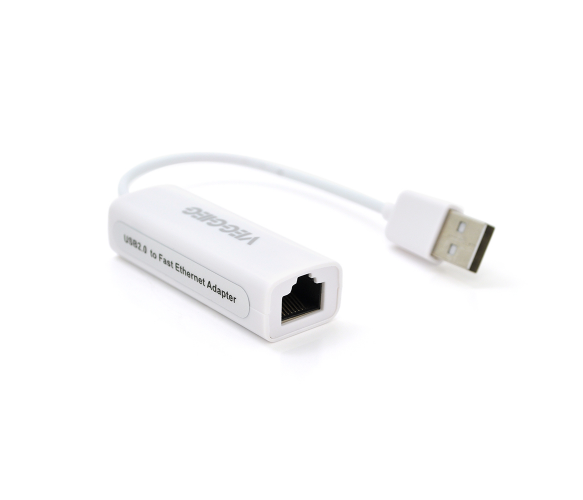 Контроллер USB 2.0/Ethernet Veggieg 10/100 Mbps с проволокой RTL-8152B Blister-Box White