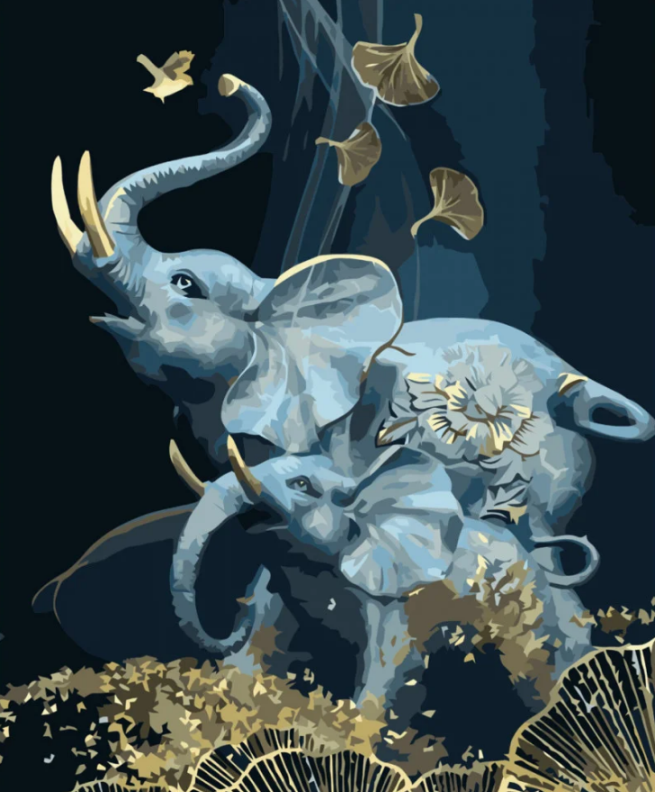 Картина по номерам Strateg Слоны-талисманы 40x50 см (VA-3766)