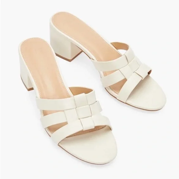 Босоніжки-мюлі JustFab на підборах р. 39 Молочний (9514339)