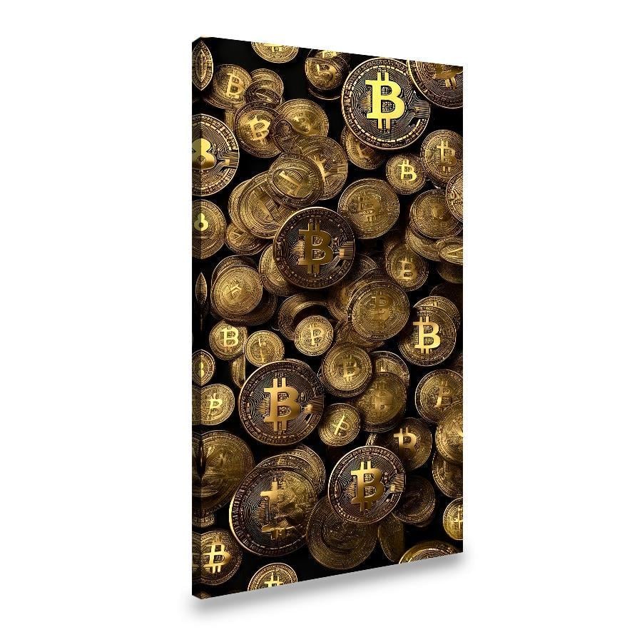Картина на холсте Монеты криптовалюты биткоин 80x40 см (102VP_L)