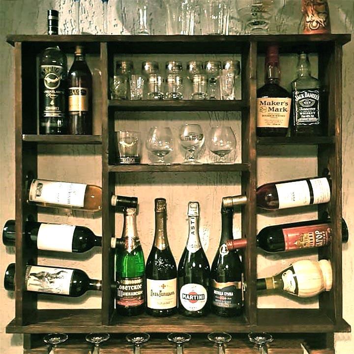 Полка для вина настенная из дерева Сарома Мокко (ПНК-010310)