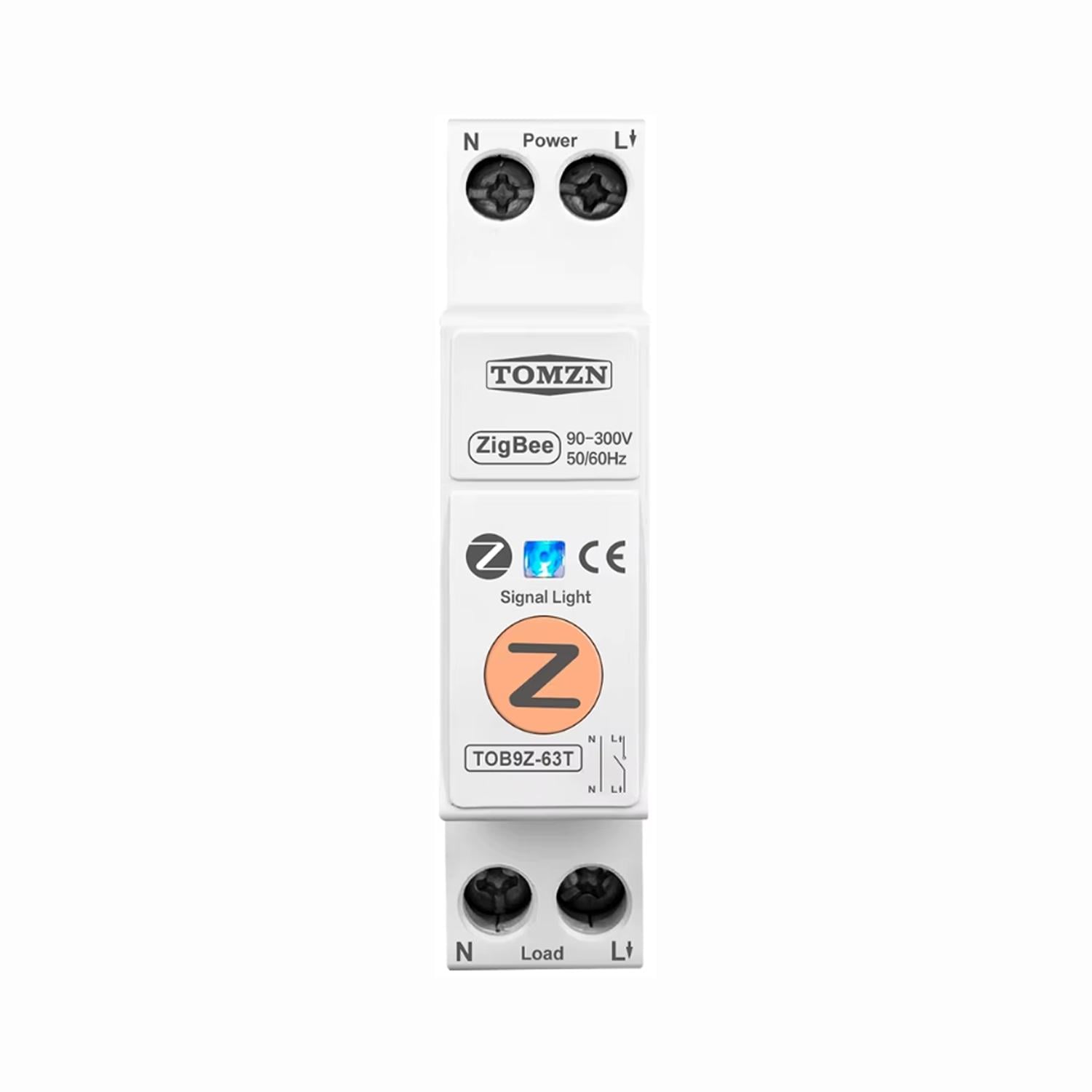 Умный выключатель TOMZN ZigBee с таймером 1P+N 20A 230V Smart Life/Tuya (TOB9Z-63T-20A)