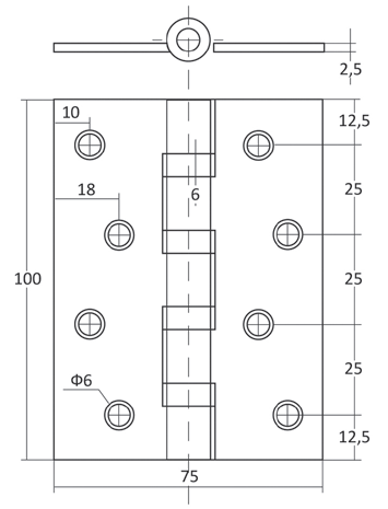 Петля универсальный Kedr 100х75х2,5 см стальная Никель матовый - фото 2 Петля универсальный Kedr 100х75х2,5 см стальная Никель матовый - фото 2