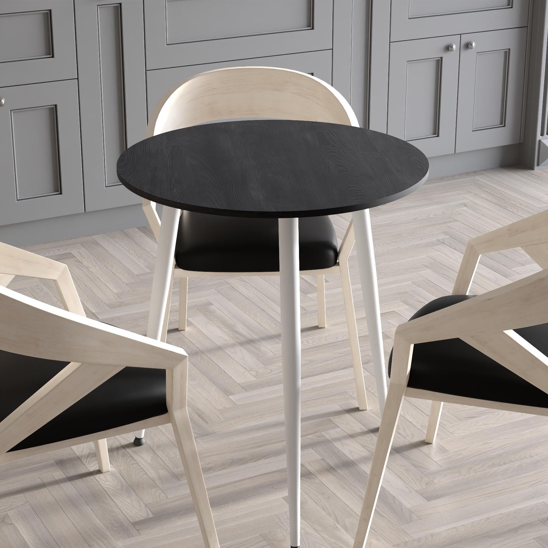 Обідній стіл круглий Ferrum-decor OPTIMA 3 ніжки конусні метал/ДСП 16 мм 750x670x670 мм Білий/Дуб Каштан Арвадонна (FRD-107560)