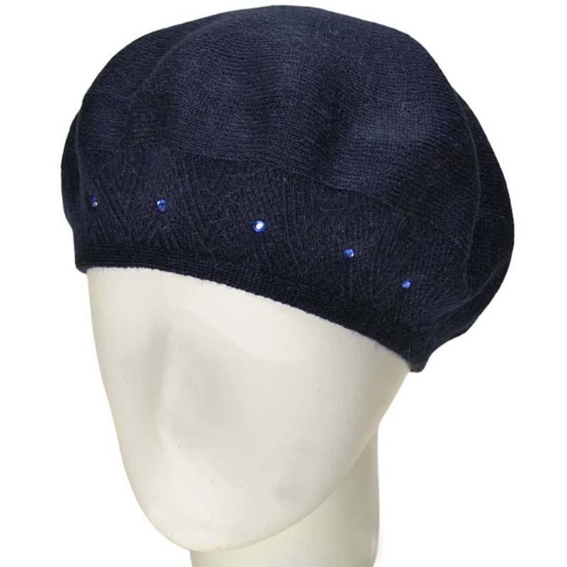 Берет женский Lirus Ника двойной шерстяной тонкой вязки Синий (111635)