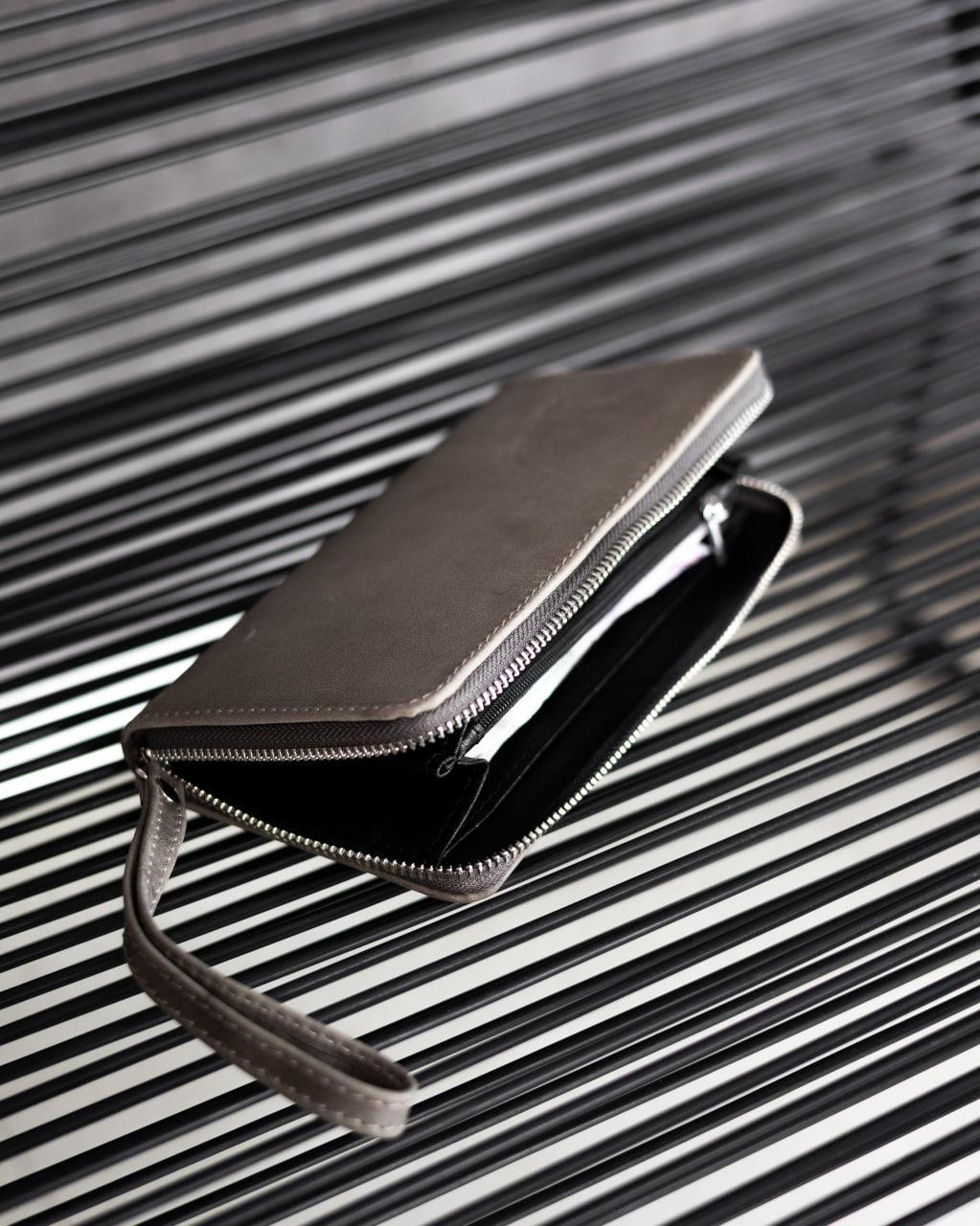 Клатч-гаманець шкіряний з натуральної шкіри Crazy Horse Сірий (2786206172) - фото 6 Клатч-гаманець шкіряний з натуральної шкіри Crazy Horse Сірий (2786206172) - фото 6