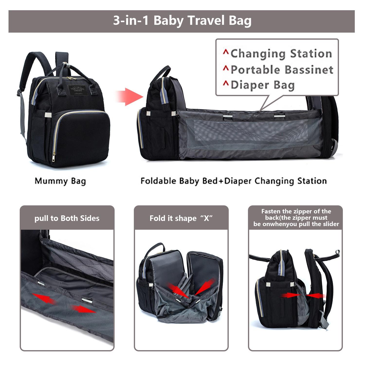 Водонепроникний рюкзак-сумка Baby Travel Bed-Bag для мами Black - фото 4