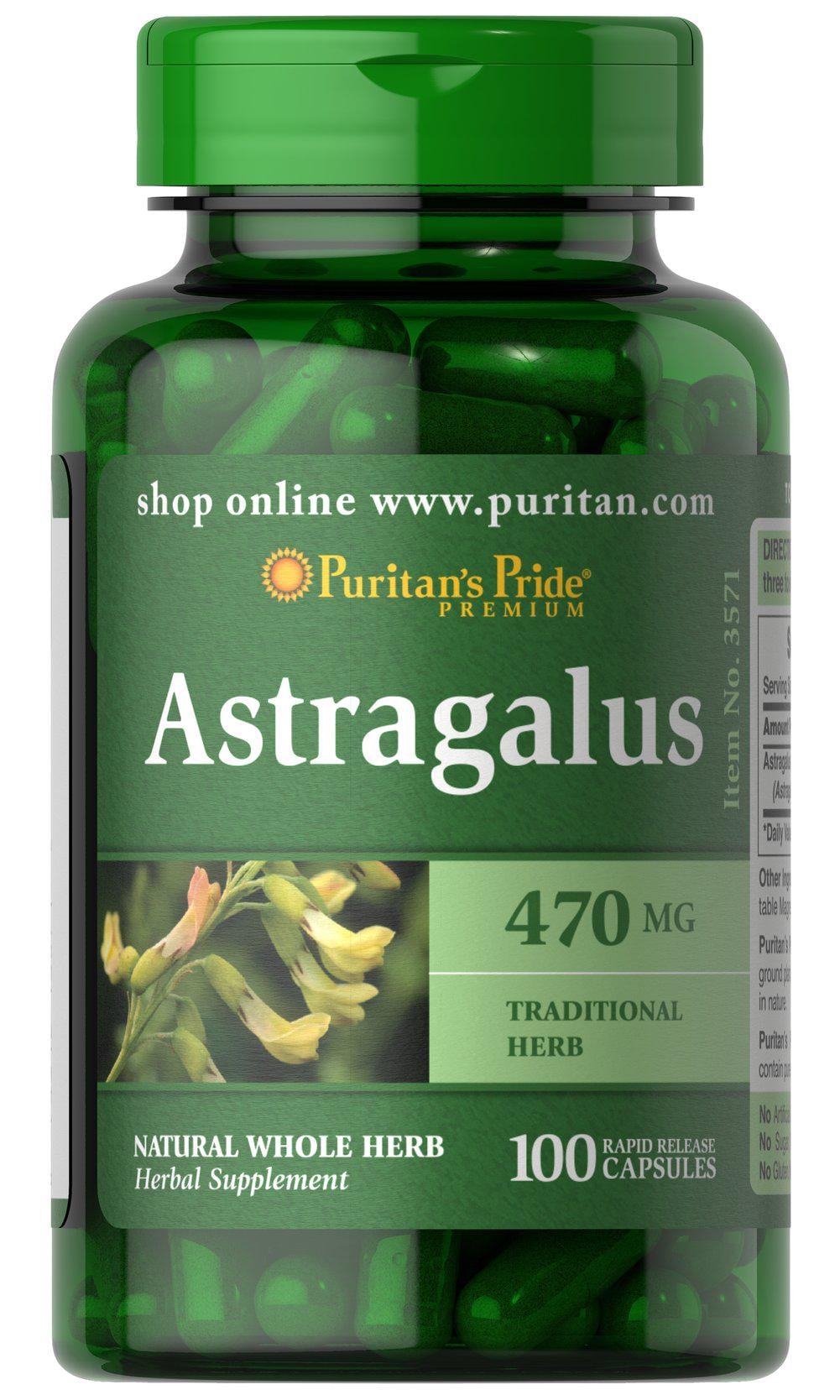 Корень астрагала Puritan's Pride Astragalus 470 мг 100 Caps