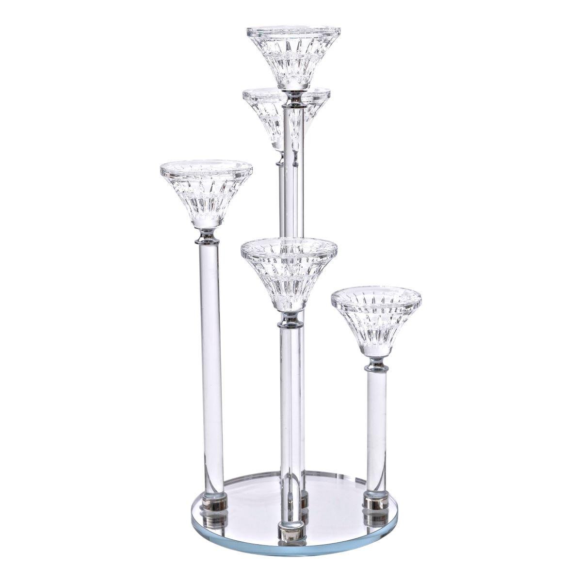 Подсвечник стеклянный на 5 свечей декоративный на ножке 16x37,5 см Прозрачный (6914)