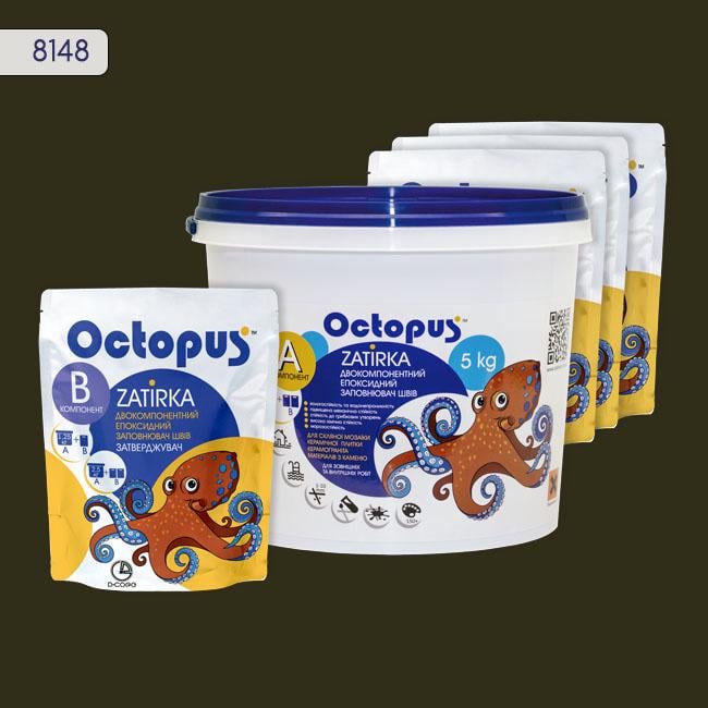 Фуга двухкомпонентная эпоксидная для плитки и мозаики Octopus 5 кг 8148 (8148-5)