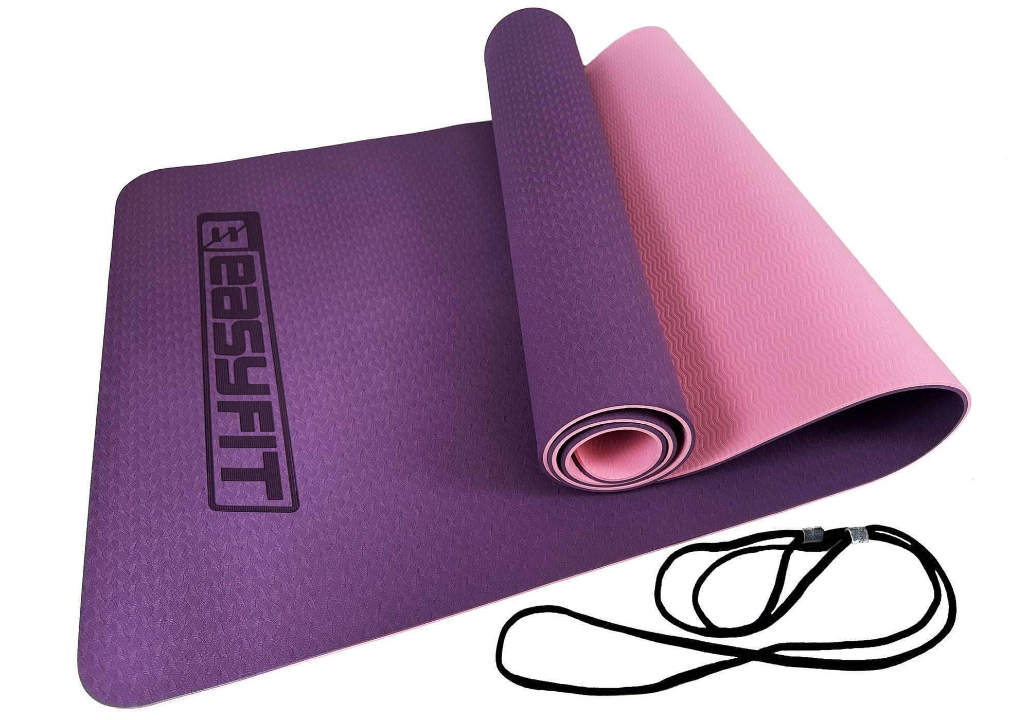 Коврик для йоги и фитнеса EasyFit TPE+TC двухслойный 6 мм Фиолетовый/Розовый