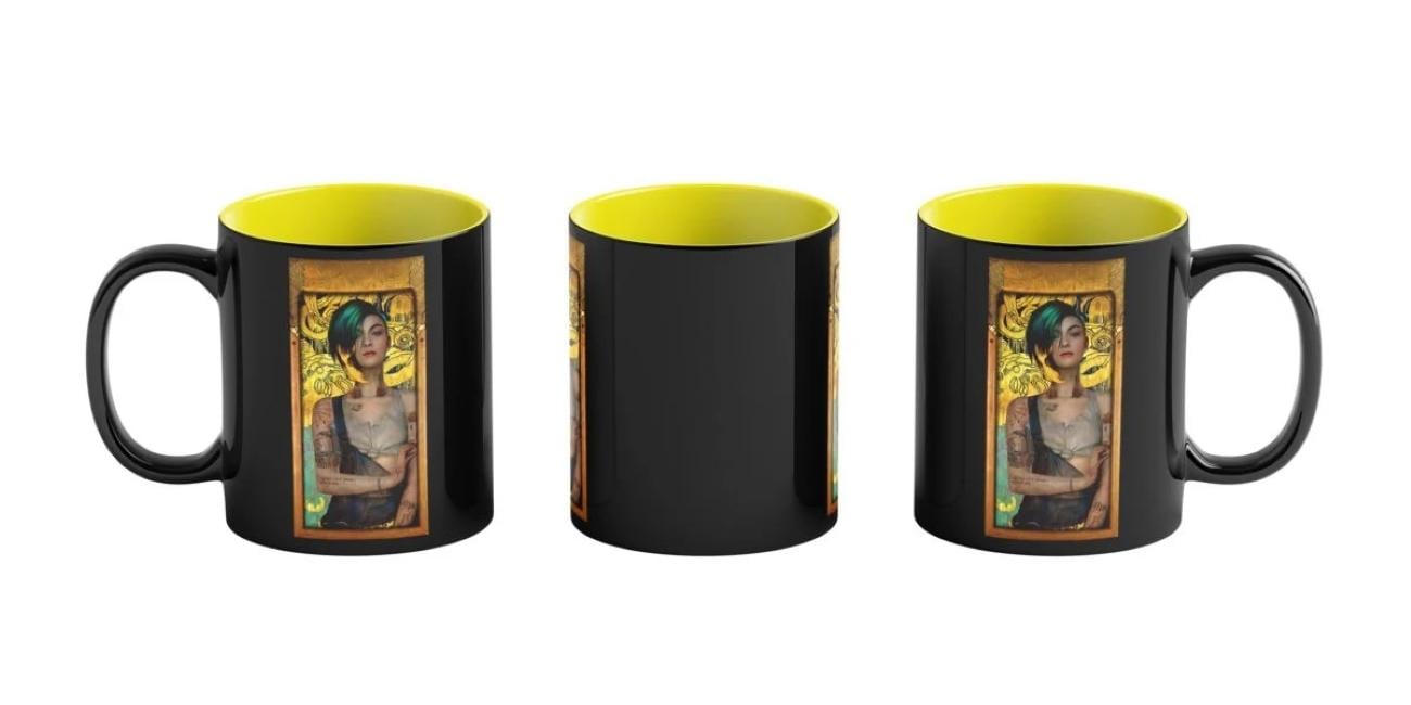 Чашка Good Loot Game Art Chronicles Cyberpunk 2077 Judy&Gustav Klimt термочутлива 450 мл Чорний/Жовтий (614427) - фото 3 Чашка Good Loot Game Art Chronicles Cyberpunk 2077 Judy&Gustav Klimt термочутлива 450 мл Чорний/Жовтий (614427) - фото 3