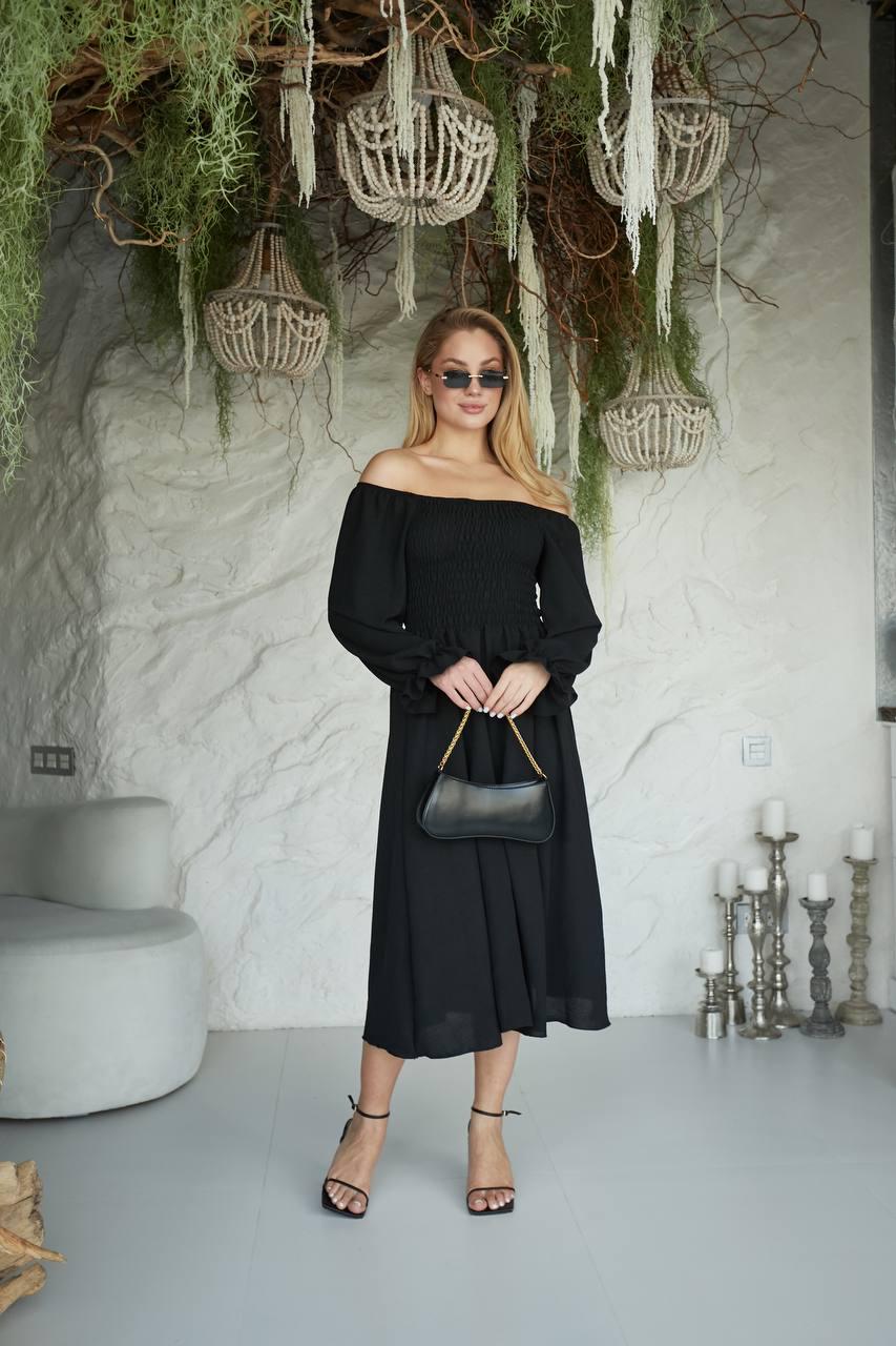 Платье женское креп-жатка р. 42-46 Черный (Г1467-237/Д) - фото 6