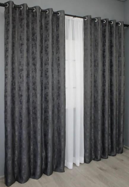 Штори на люверсах SULTAN YL жаккард 1,5х2,5 м 2 шт. Графітовий (1211ш) - фото 4 Штори на люверсах SULTAN YL жаккард 1,5х2,5 м 2 шт. Графітовий (1211ш) - фото 4