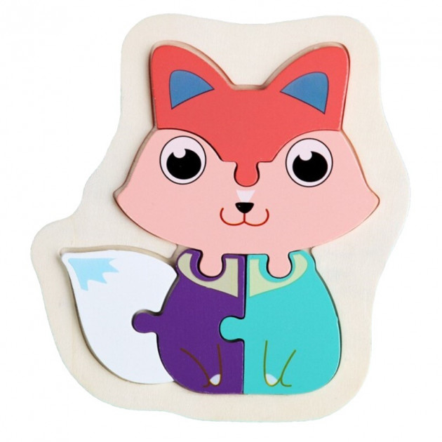 Мини-пазлы объемные деревянные Лисёнок (KHDP08)