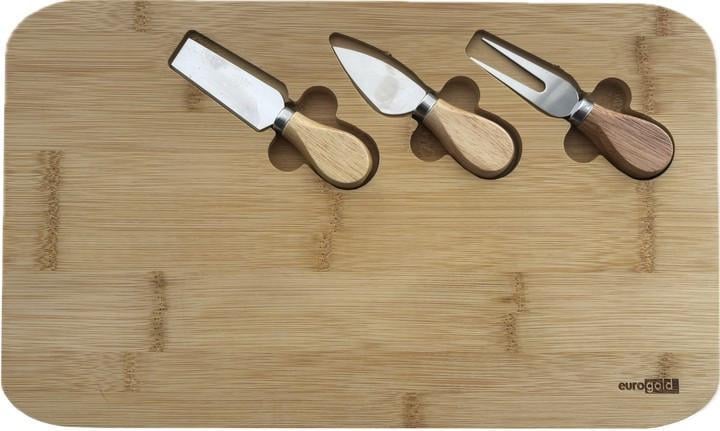 Доска кухонная бамбуковая с ножами для сыра Eurogold 40х24 см (2502314748) Доска кухонная бамбуковая с ножами для сыра Eurogold 40х24 см (2502314748)