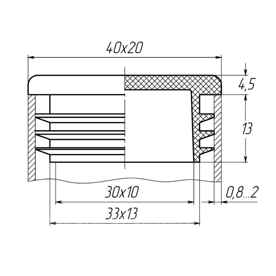 Заглушка для профільних труб пластикова прямокутна 40х20 мм 1 шт. Білий (1828726632/К0304) - фото 2 Заглушка для профільних труб пластикова прямокутна 40х20 мм 1 шт. Білий (1828726632/К0304) - фото 2