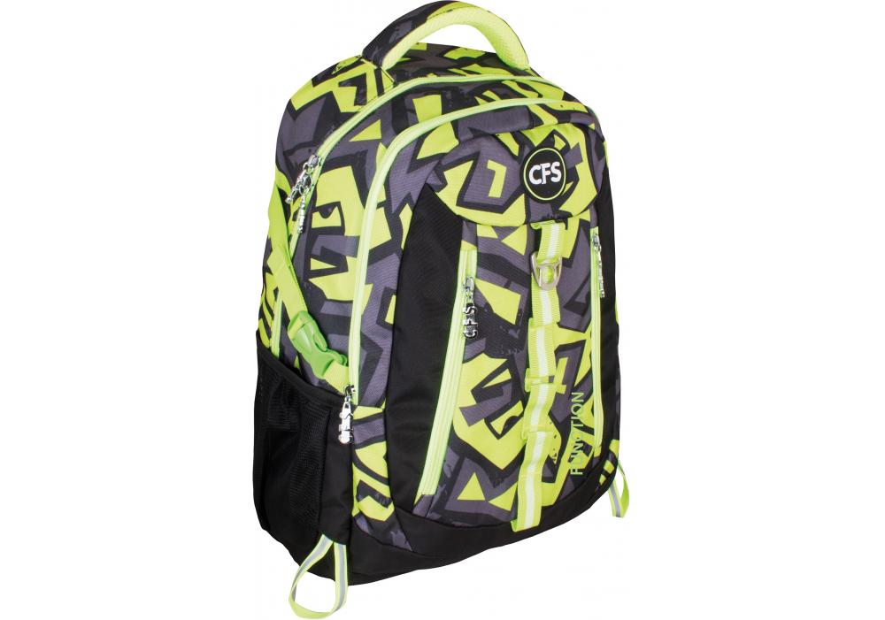 Рюкзак молодежный CFS CF86246 18" Черный/Салатовый