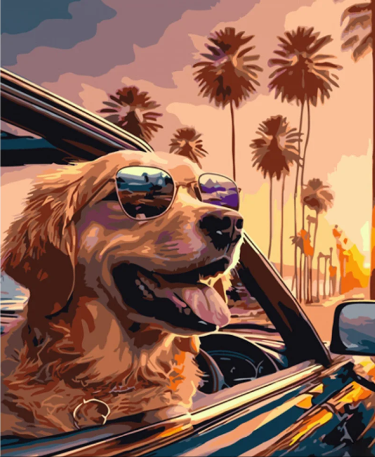 Картина по номерам Strateg Золотой ретривер в очках 40х50 см (GS894)