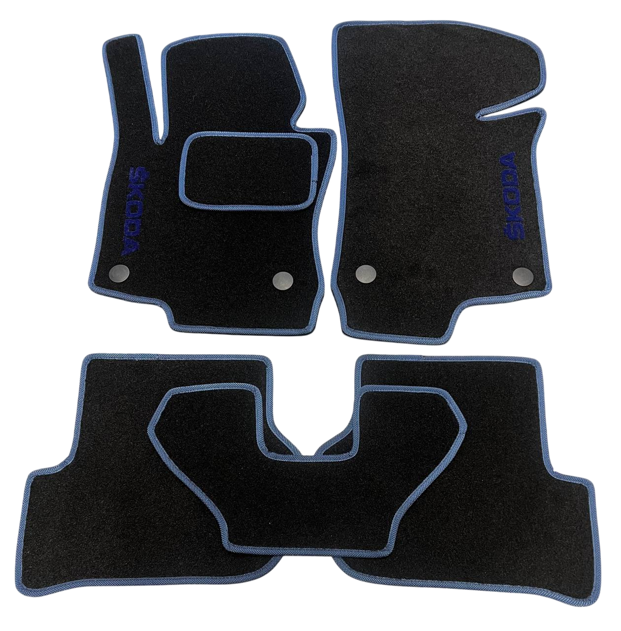 Коврики в салон ворсовые для Skoda Octavia A5 2004-2013 5 шт. Черный с синим (27327196)