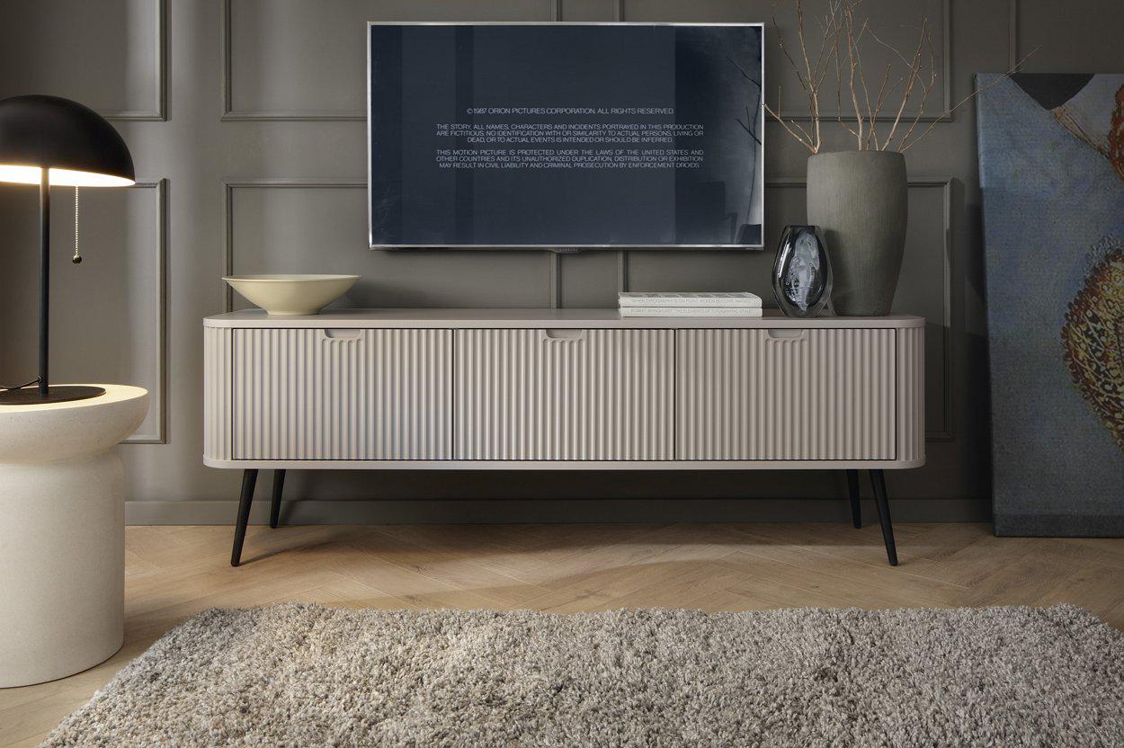 Тумба під телевізор Perfect Home Zova RTV168 3-дверна з чорними ніжками Кашемір (PFH-091274)