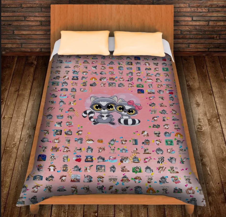 Плед с 3D принтом Вафельные картинки невероятные Еноты 150x200 см (epi_0444)