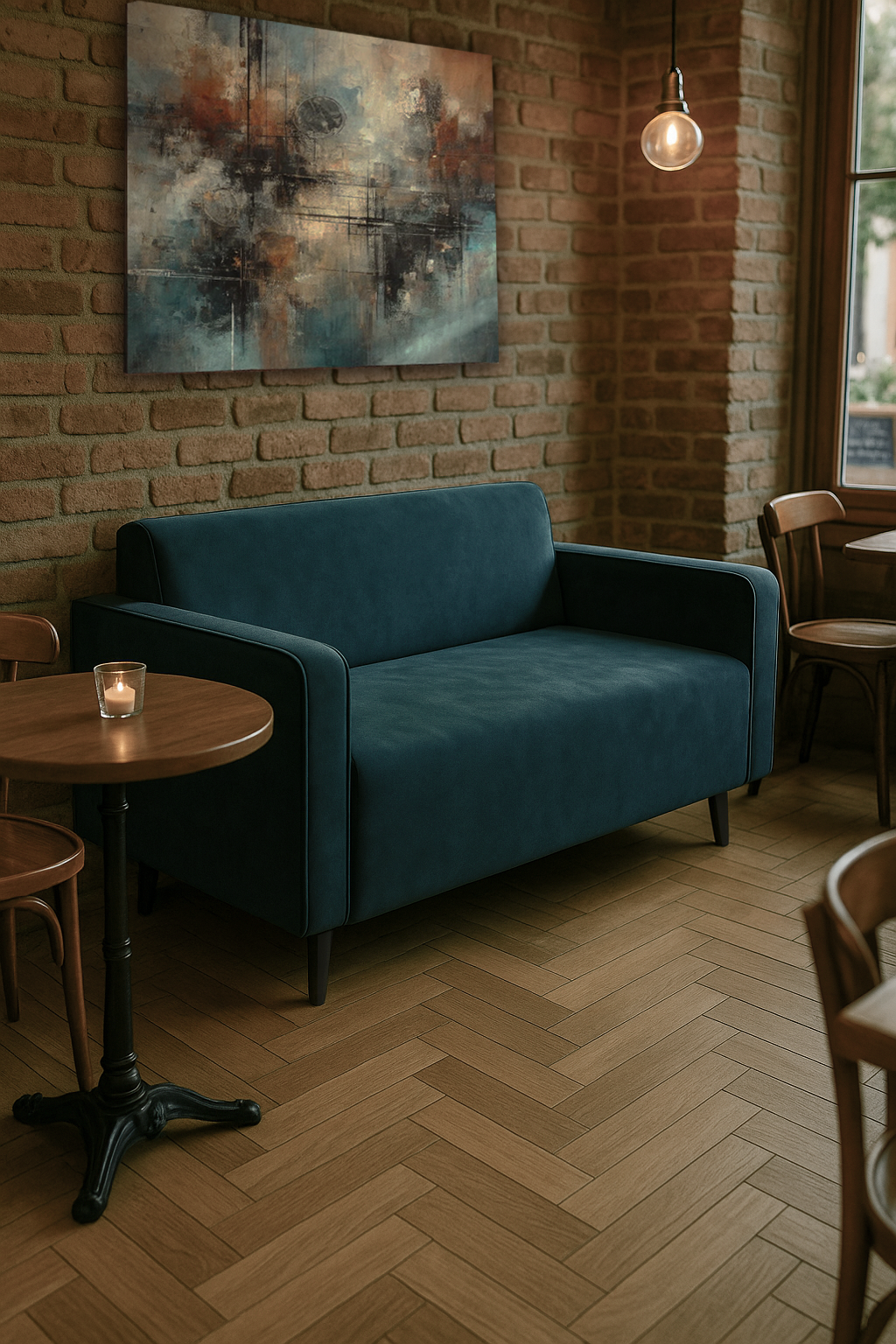 Диван офісний Tobi Sho Тайм з підлокітниками велюр Крокус 1460х680х770 мм Морська хвиля (Морська хвиля/88) - фото 4