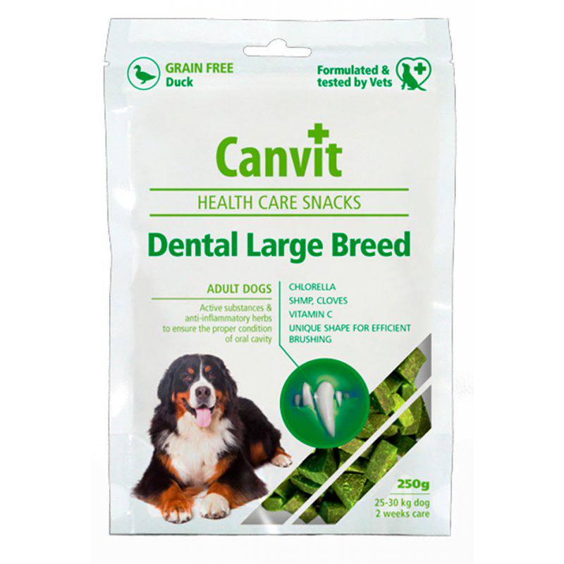 Лакомство для поддержания здоровья зубов у собак больших пород Canvit Dental Large Breed со вкусом утки 250 г (525089)