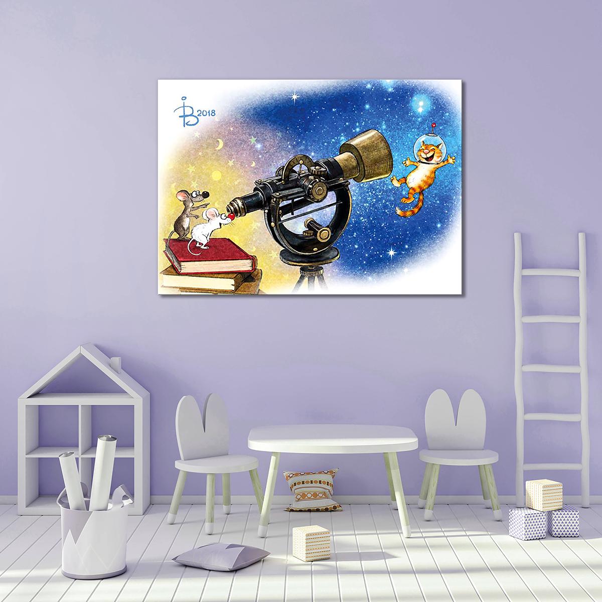 ММодульная картина Космокот 1 модуль 30х45 см