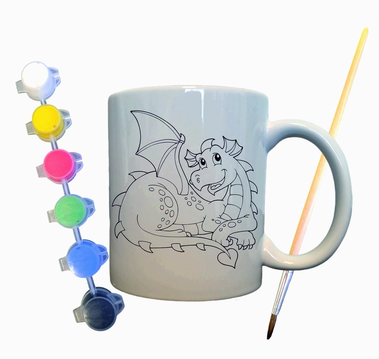 Набір для творчості кружка розмальовка Дракон 330 мл Білий (КР0024) - фото 2